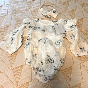 Boho baby romper w matching headband